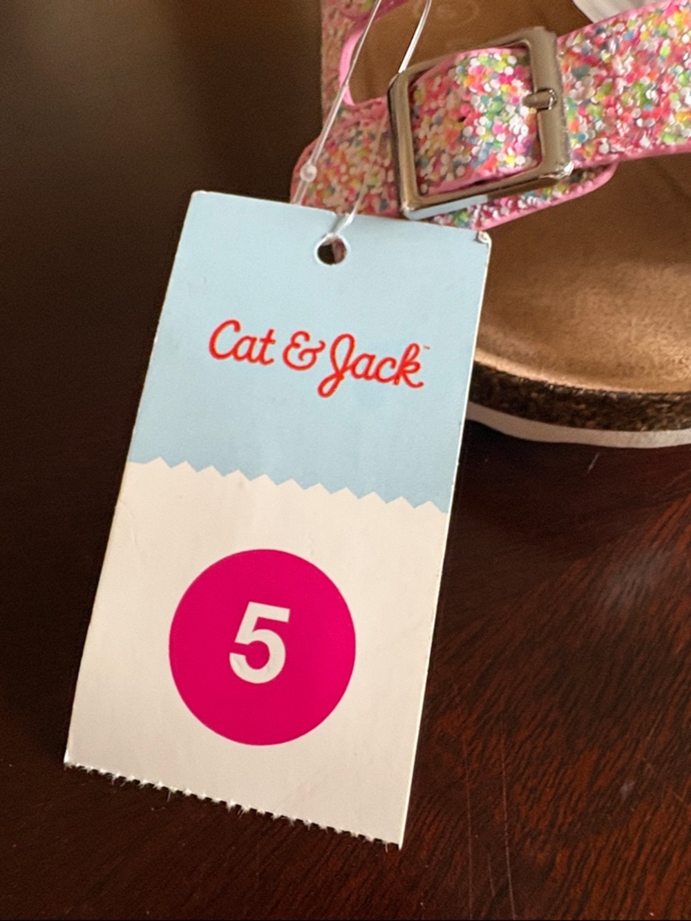 NWT Toddler Girls Cat&Jack pink glitter strap sandals size 5 - Picture 2 of 4